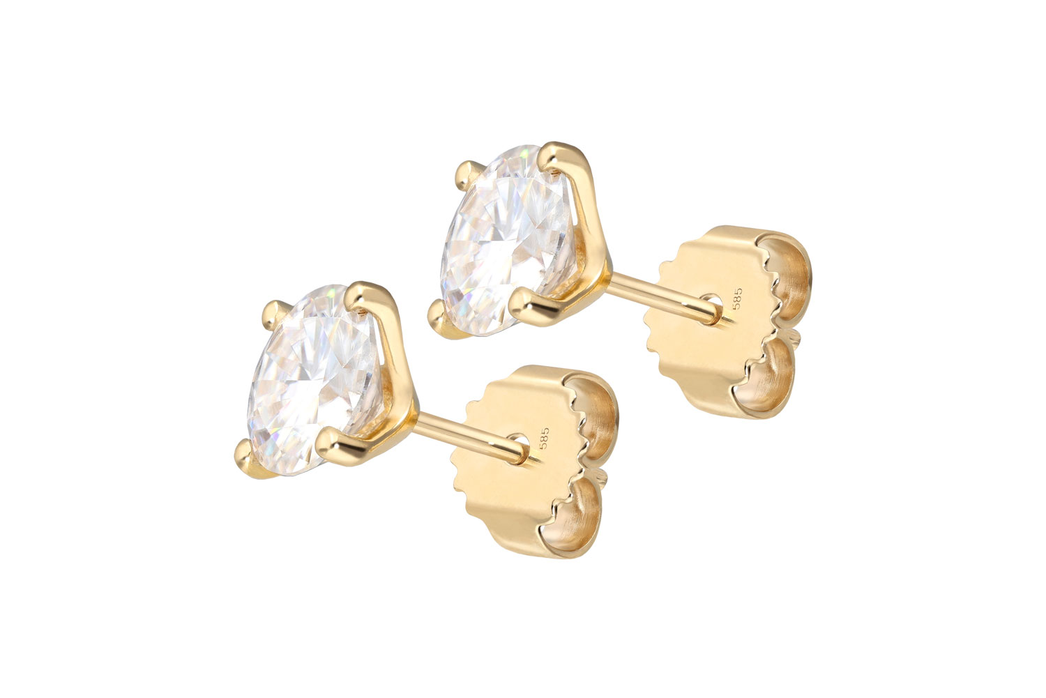 14 Karat Gold Ohrstecker EINGEFASSTER MOISSANIT von Piercingline
